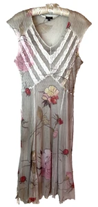 Komarov Womens XL Fairy Floral Print Chiffon Over Slip Dress Boheminian  - Picture 1 of 8
