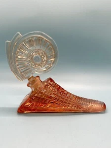Molde soplado Art Deco vintage pluma de vidrio tintero perfume rosa caracol concha botella - Imagen 1 de 7