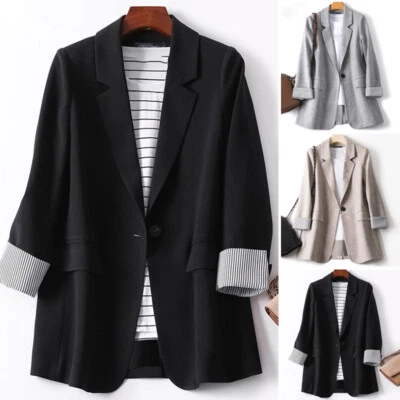 S-5XL женщин длинным рукавом соединить блейзер повседневный офис работы кардиган костюм куртки - Изображение 1 из 4