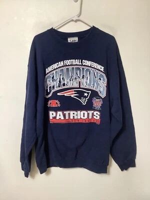 Sudadera De Colección Para Hombre Lee New England Patriots AFC Champions Talla L Hecha en EE. UU. Foto 1 de 4