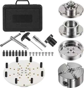 4 Inch Wood Lathe Chuck Set 1" x 8 tpi Thread Self Centering 4 Jaw Wood Turning - Picture 1 of 13