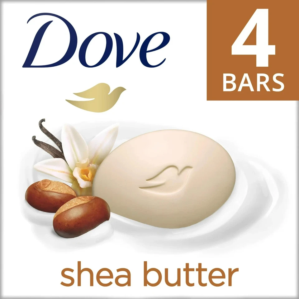 4 Pack Dove Purely Pampering Shea Butter Beauty Cream Bar Soap New 4 x 4.75oz - Image 1 of 4