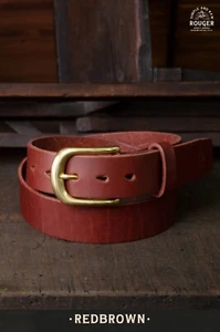 Simple&Raw Heavy Duty Cowhide Leather Belts with Solid Brass Buckle - Picture 1 of 12