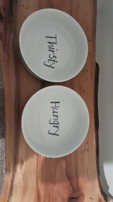 Juego de 2 tazones medianos de comida/agua para mascotas. Cerámica, azul y blanco.  Foto 1 de 3