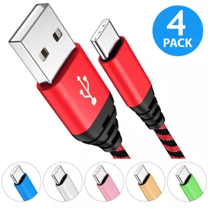 4x Braided USB C Type-C Fast Charging Data SYNC Charger Cable Cord 3/6/10FT LONG - Picture 1 of 60