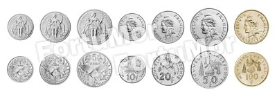 New Caledonia UNC Set 7 Coins, 1 2 5 10 20 50 100 Francs 2013 - Image 1 of 3