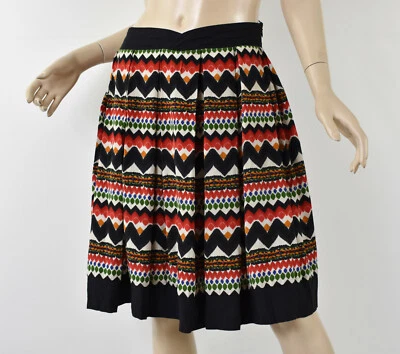 Anthropologie FEI Ацтекская Юбка с Принтом DENPASAR Зигзагообразная Плиссированная Полная Расклешенная S 4 - Изображение 1 из 3