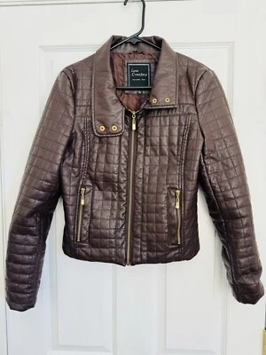 Nueva Chaqueta de Cuero Lane Crawford Terapia Para Mujer Talla L Grande Marrón/Rojo Oscuro Foto 1 de 4