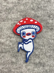 Toadstool Embroidery Iron on Patch Creative Mushroom Hat Cancan 4.3 x 6.5 cm - Picture 1 of 3