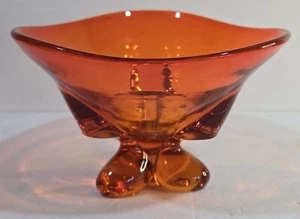 De Colección MCM Amberina Naranja Vikingo Pedestal de 3 Dedos con Pies Caramelo Bon Plato Cuenco - Imagen 1 de 9