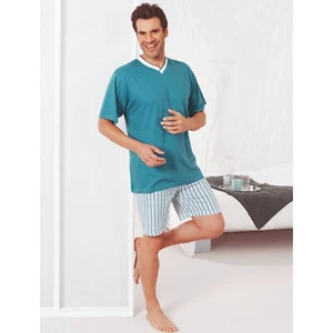 Schlafanzug Herren Kurz kurzarm Shirt Pyjama Set Baumwolle Nachtwäsche - Bild 1 von 34