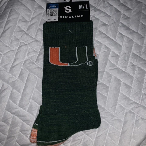 Miami Hurricanes Strideline Premium Crew Sock - Green / Orange M/L Cover