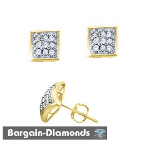 Unisex kleine 0,05 kt natürliche Diamant quadratische Ohrringe 10 K Gold Schraubverschluss 4,5 x 4,9 mm - Bild 1 von 20