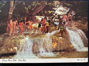 Vintage Jamaica Postcard. Dunns River Falls, Ocho Rios. Water Fall. Swimsuits. - Picture 1 of 2