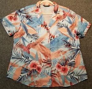 Camisa con botones Allegra K para mujer grande L floral tropical hawaiana mangas cortas - Imagen 1 de 15