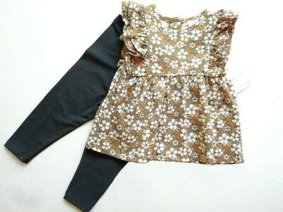 Niñas Nuevo Con Etiquetas Empezando Floral Volantes Top Gris Pantalones 9 Mos Fiesta Retrato NUEVO Foto 1 de 3