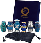 Fedmax Small Urns for Human Ashes - Set of 6 Blue Decorative Cremation Keepsakes