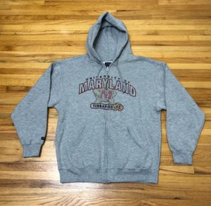 Sudadera con Capucha Jansport Cremallera Completa De Colección Hombres L Gris Forrada de Vellón Maryland Terrapins - Imagen 1 de 7