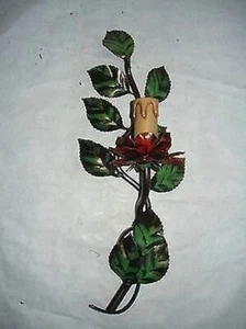 Applique 1 Light Wrought Iron Colorful Flowers Leaves - Picture 1 of 1