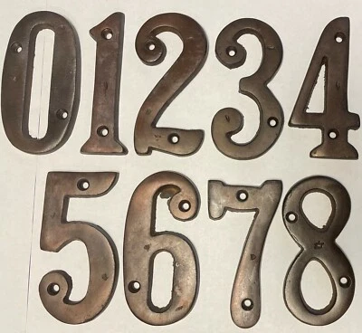 4" Rustic Dark Solid Bronze Metal House Numbers 4 INCH PICK YOUR NUMBER  - Image 1 of 4