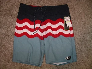 O'NEILL rot weiß blau Jordy Freak Badehose Boardshorts - 30 - Neu mit Etikett - Bild 1 von 2