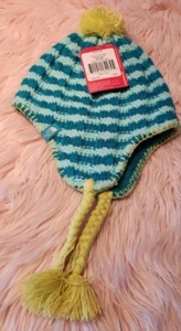 North Face Youth Junior M Kokomo Green Fuzzy Ear Flaps Beanie Cap Hat NWT  QQ - Picture 1 of 5