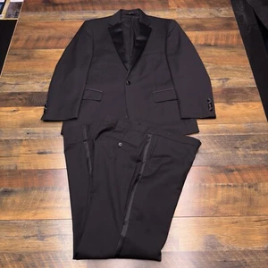 Jos A Bank Traveler Tuxedo Suit 42 Short Black 36 Waist Pants Formal 2 Piece New - Picture 1 of 24