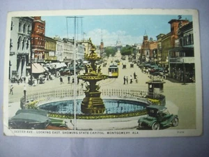 Montgomery Alabama Dexter Avenue Foto Postkarte Anfang 1900 Autos Straßenbahn - Bild 1 von 4