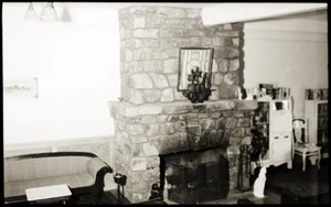EARLY 1900s POSTCARD FILM NEGATIVE, "INTERIOR, FIREPLACE, MEADE POSTCARD IMAGE? - Picture 1 of 1