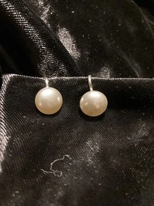 Vintage 50's Earrings Faux Button Pearl Screw Back Earrings - Picture 1 of 3