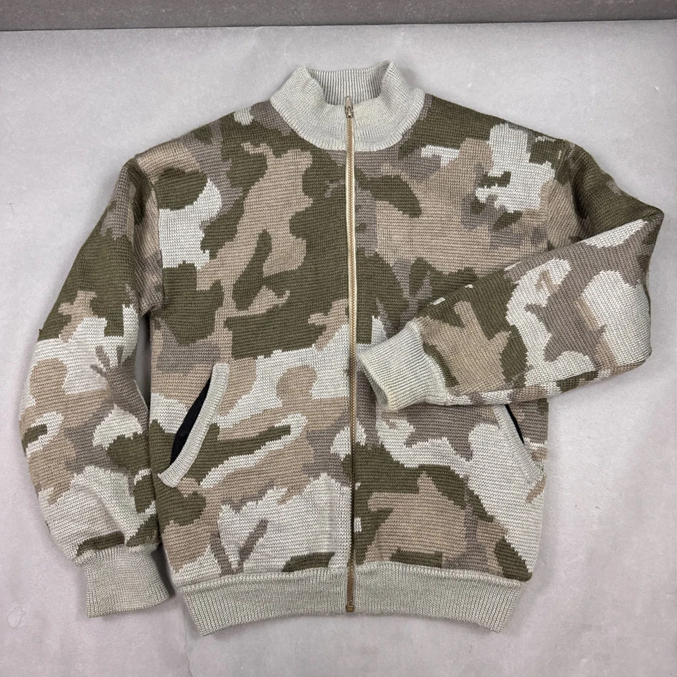 Cabelas Jacket Mens Medium Camo Wool Windshear Sherpa Fleece Sweater Outfitter - Image 1 of 4