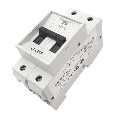 Entrelec GMB 20U Circuit Breaker, 2-Pole, 20A, 240VAC Max, DIN Rail Mount - Image 1 of 4