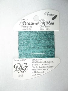Rainbow Gallery Petite Treasure Ribbon - PR43 Turquoise - 8 Yards - Picture 1 of 2