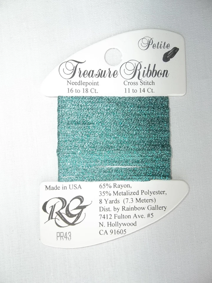 Rainbow Gallery Petite Treasure Ribbon - PR43 Turquoise - 8 Yards - Image 1 of 2