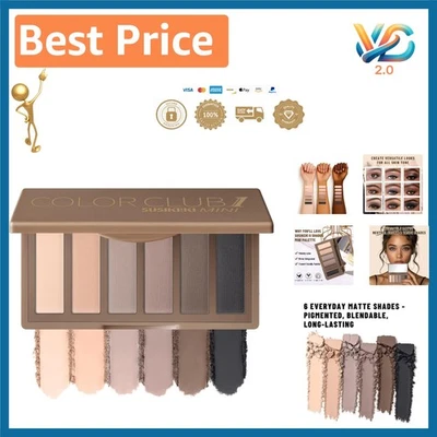 6 Shades Mini Eyeshadow Palette - Neutral & Smoky with Mirror - Travel Size Gift - Image 1 of 4