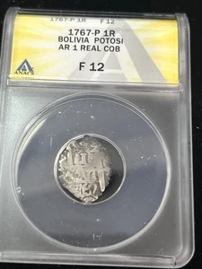 SASA 1767 P Bolivia 1 Silver Real Anacs F12 - Picture 1 of 6