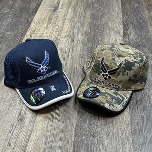 2 US Air Force Licensed Military Hats Cap City Adjustable Baseball Blue Camo OS - Picture 1 of 15