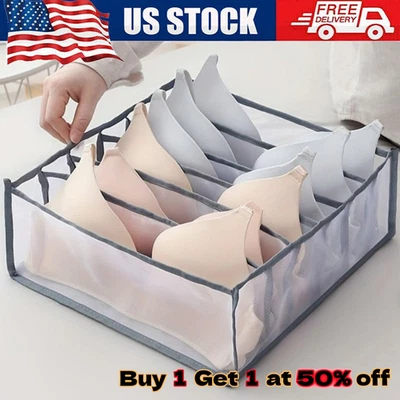 2Pack Foldable Drawer Organizer Closet Storage Box Clothes Underwear Bra Sock US - Image 1 of 4