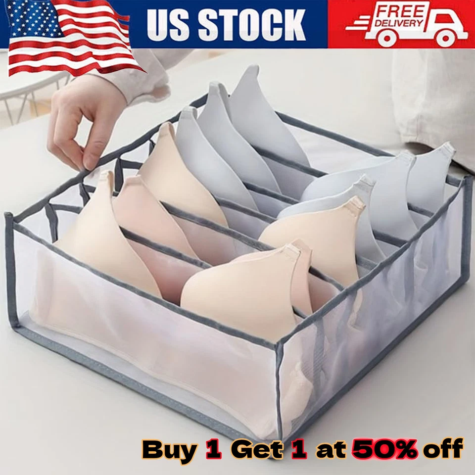 2Pack Foldable Drawer Organizer Closet Storage Box Clothes Underwear Bra Sock US - Image 1 of 4