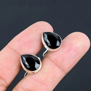 Black Spinel Gemstone Handmade 925 Sterling Silver Cufflinks - Picture 1 of 7