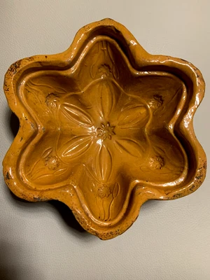 ALSACE ANCIEN MOULE A GATEAU  ETOILE  JAUNE  SOUFFLENHEIM XIXème ART POPULAIRE - Photo 1/3