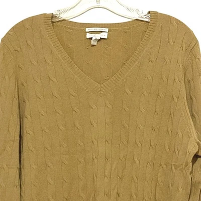 Charter Club Cashmere Cable Knit Sweater Womens XL Tan Preppy Academia Career - Image 1 of 4
