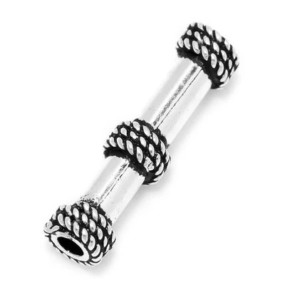 30 PCS 22X5MM BALI TUBE BEAD ANTIQUE STERLING SILVER PLATED 711 - Image 1 of 3