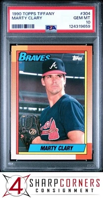 1990 TOPPS TIFFANY #304 MARTY CLARY BRAVES POP 5 PSA 10 - Image 1 of 3