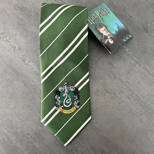 NWT Harry Potter Slytherin House 100% Silk Neck Tie Green Snake Crest Halloween - Picture 1 of 7