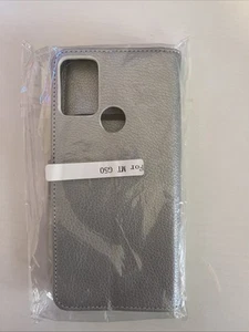 FUNDA DE TELÉFONO DE CUERO ABATIBLE CON SOPORTE PARA MOTOROLA MOTO G50 CUBIERTA PLATEADA - Imagen 1 de 2