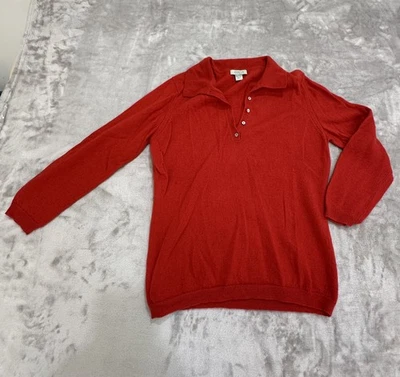 Geneva Cashmere Sweater Women's Size Large Red Pullover 1/4 Zip Collared EUC - Image 1 of 4
