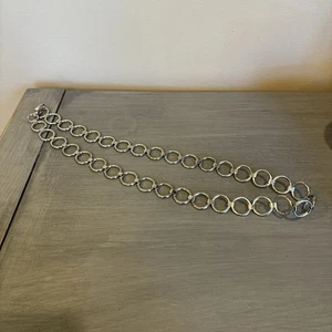 Silver Tone Hoop Metal Chain Link Belt Y2K Festival Style - One Size (OS) - Picture 1 of 3