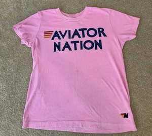 Aviator Nation Hot Pink Logo Tee - Kids Size 10 - Picture 1 of 4
