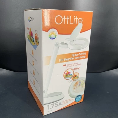 OttLite G97WGC-FFP Space Saving LED Magnifier White Desk Lamp, NIB. - Image 1 of 4